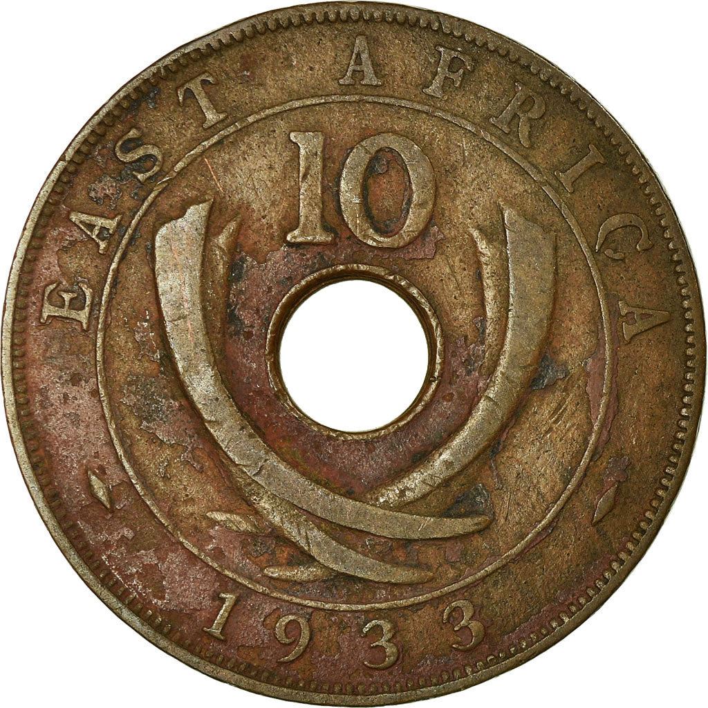 East Africa | 10 Cents Coin | Crown | Tusks | Km:19 | 1921 - 1936