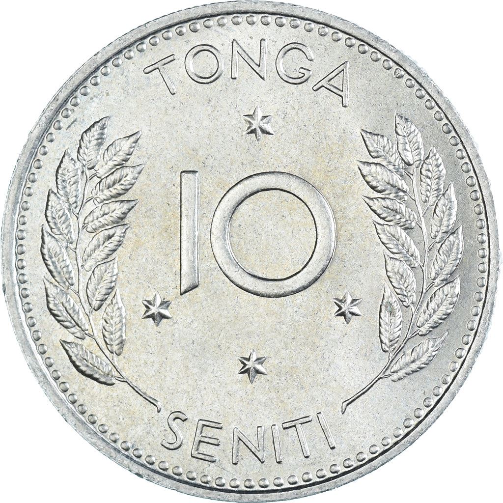 Tonga | 10 Seniti Coin | Queen Tupou III | Branch | Km:7 | 1967