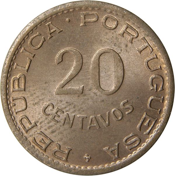 Mozambique | 20 Centavos Coin | Bundle of Arrows | Km:75 | 1949 - 1950