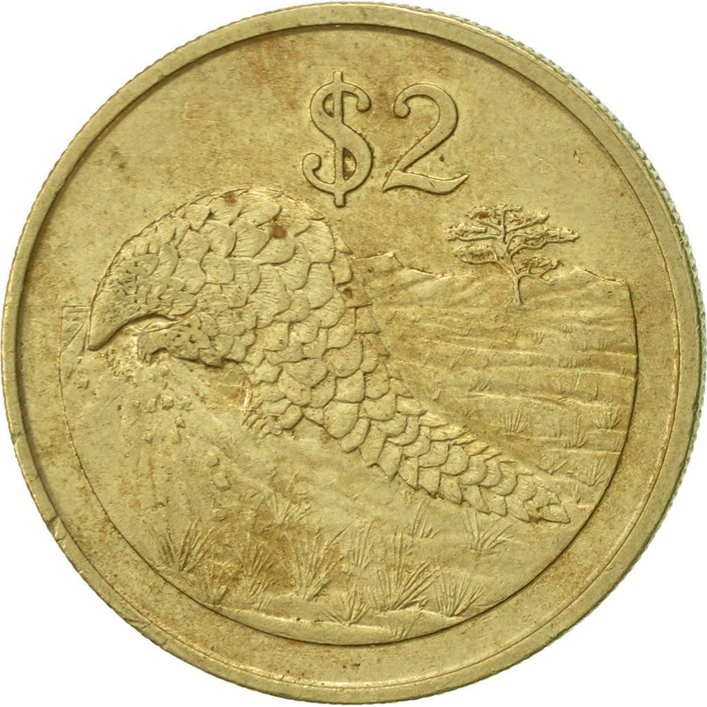 Zimbabwe | 2 Dollars Coin | Pangolins | Km:12 | 1997