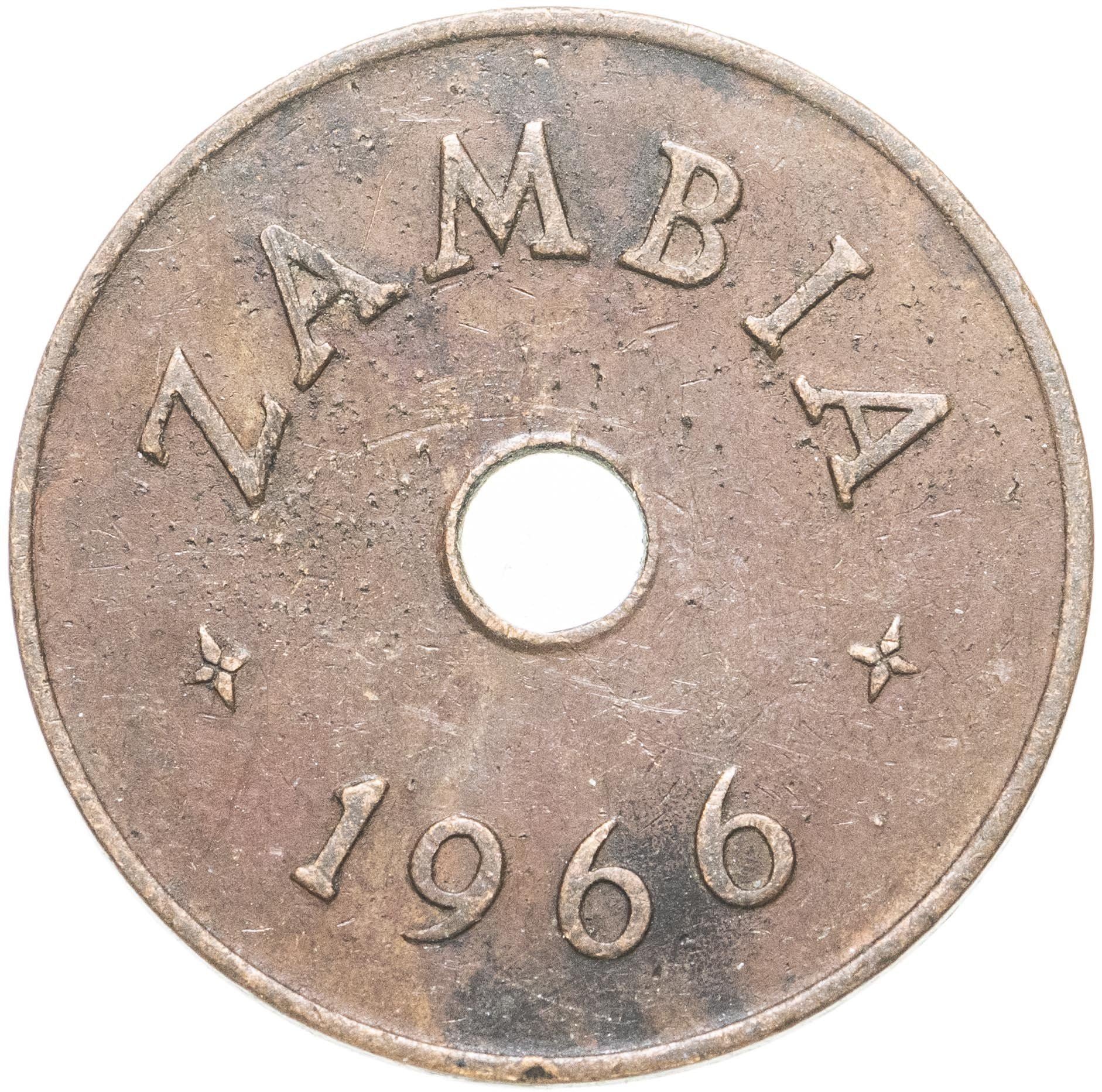Zambia | 1 Penny Coin | Bronze | Km:5 | 1966