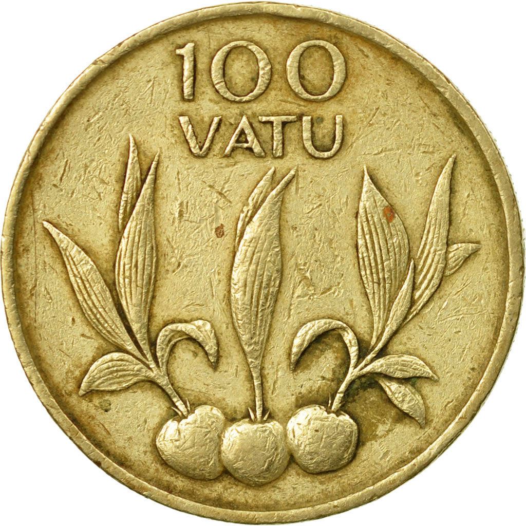 Vanuatu | 100 Vatu Coin | Melanesian Warrior | Coconut Sapling | Km:9 | 1988 - 2008