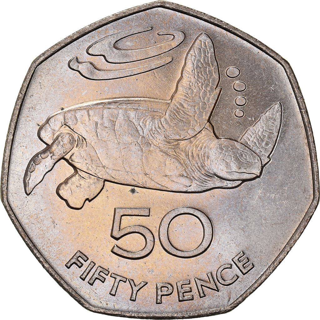 סנט הלנה ואסנשן | מטבע 50 פני | אליזבת השנייה | צב ים ירוק | KM:16 | 1991