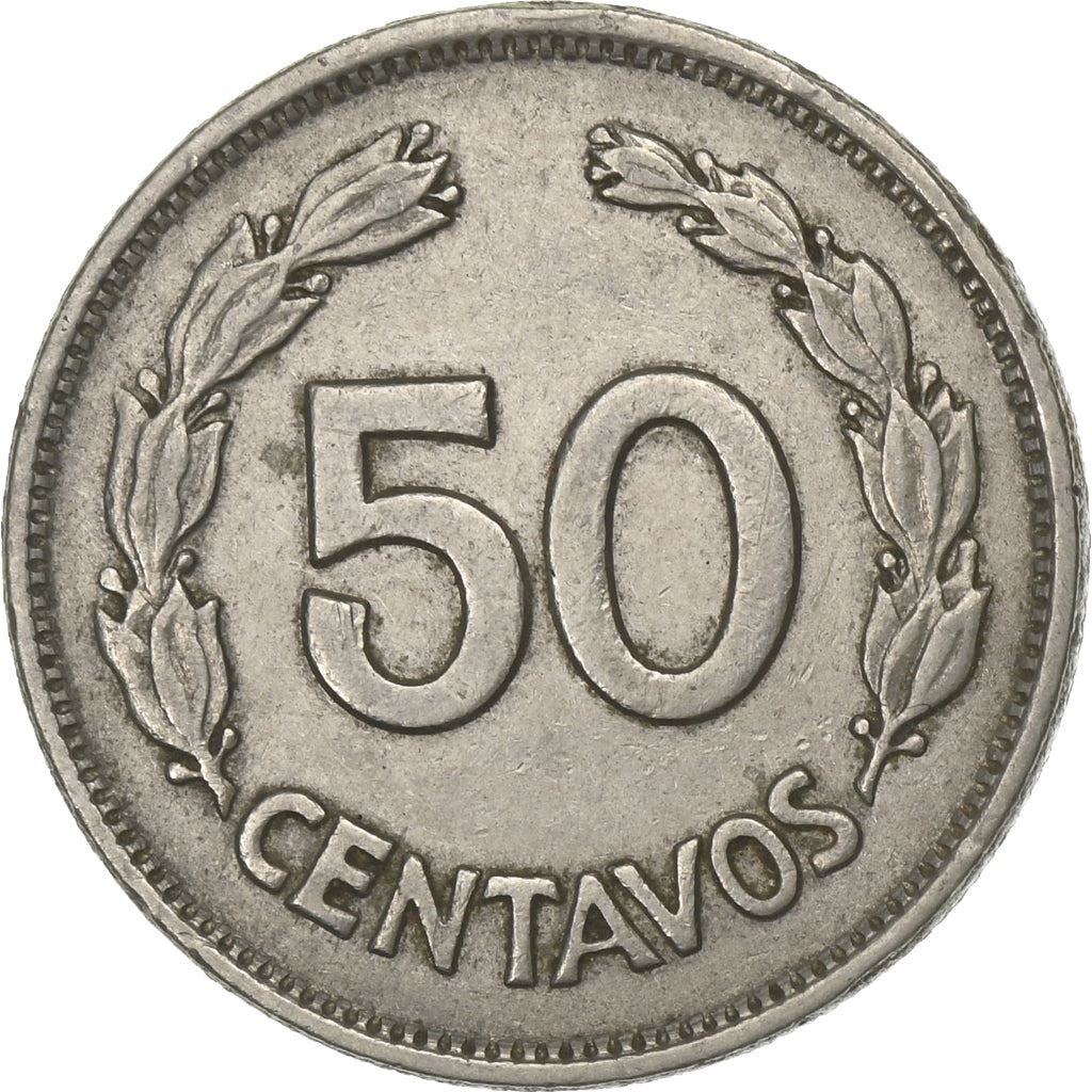 Ecuador | 50 Centavos | Nickel clad steel | Coat of Arms | KM:81 | 1963-1982