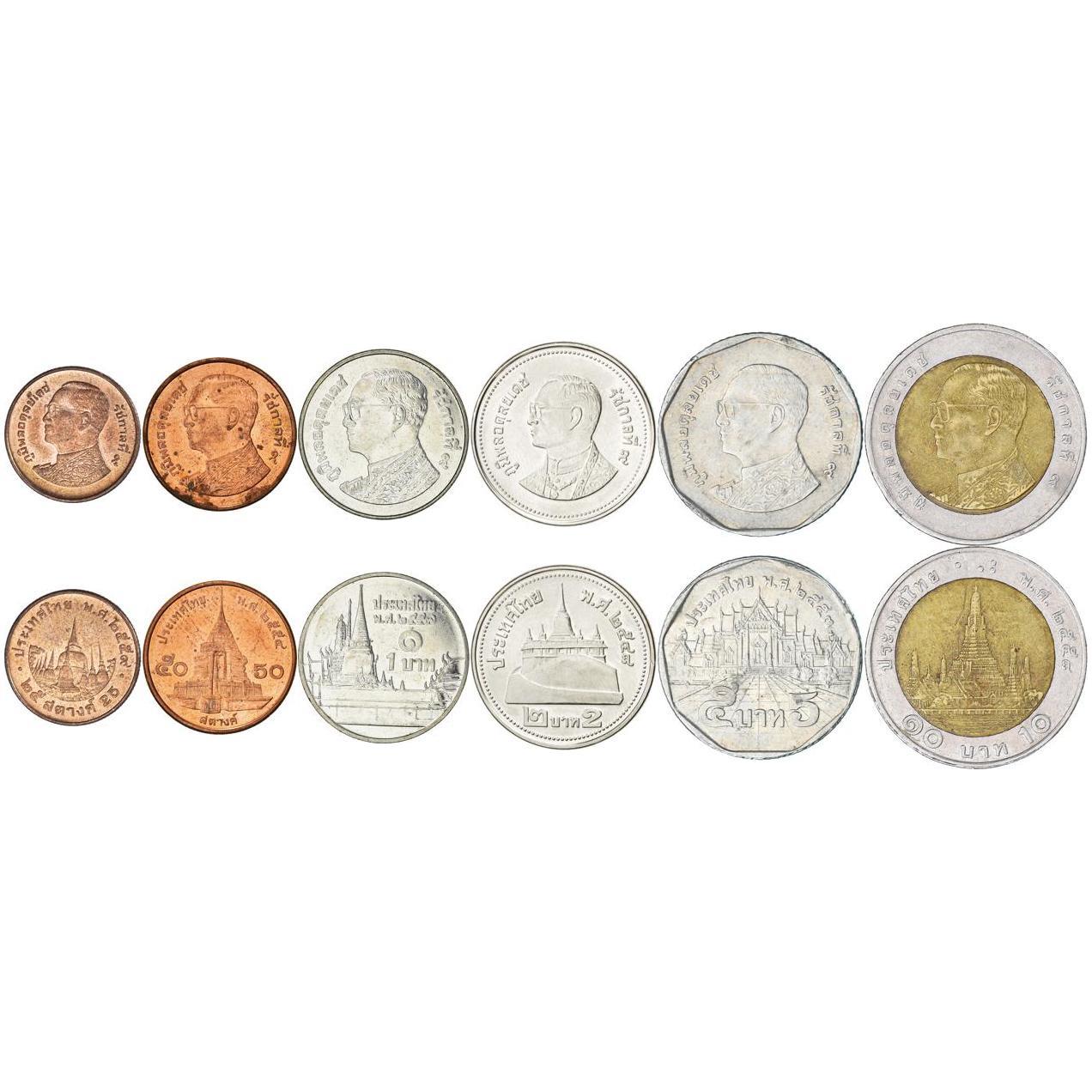 Tailandas | 6 monetų rinkinys | 25 50 Satang 1 2 5 10 Baht | 2005 - 2017