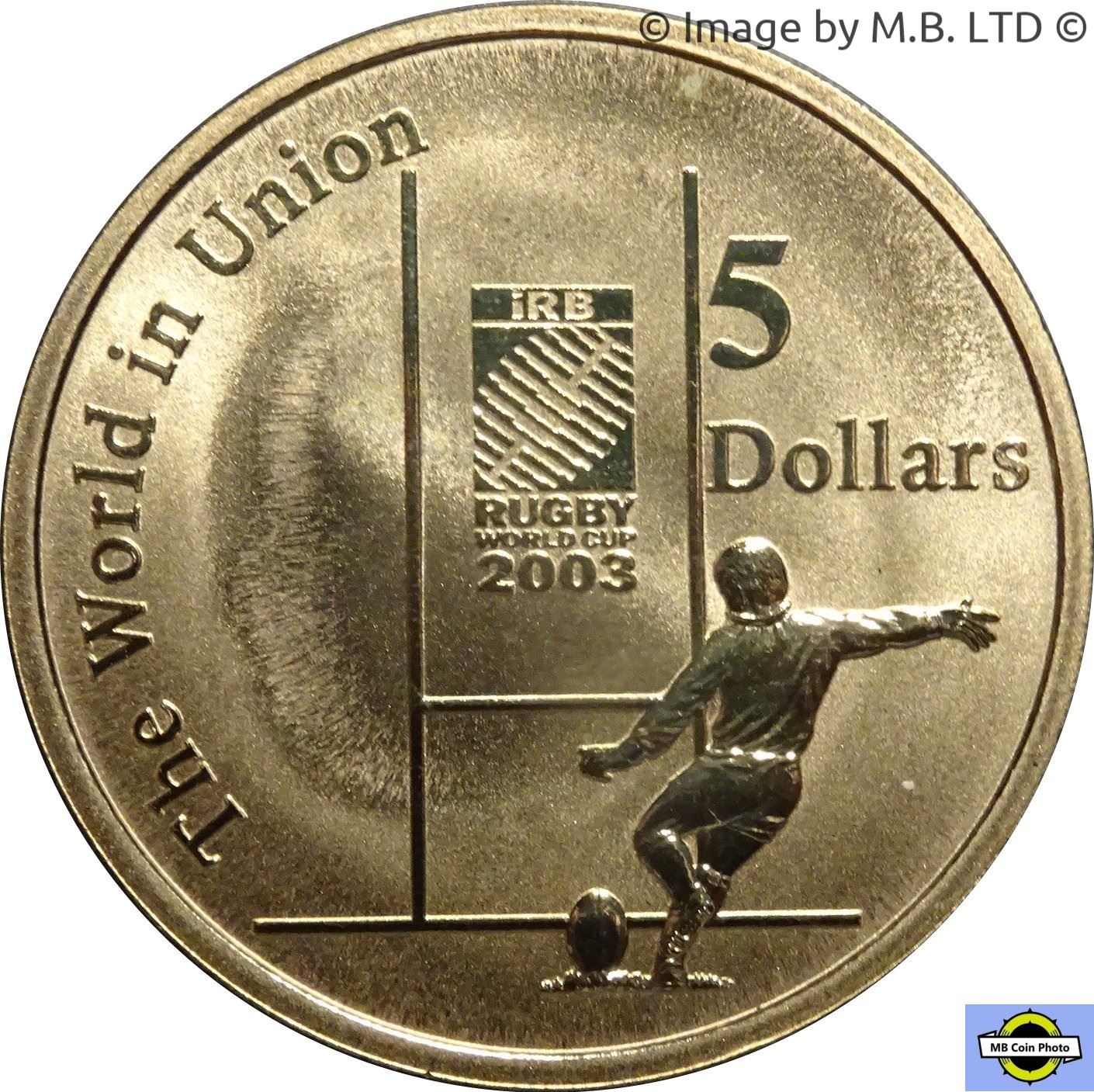 Australia | 5 Dollars Coin | Elizabeth II | Rugby World Cup | KM854 | 2003