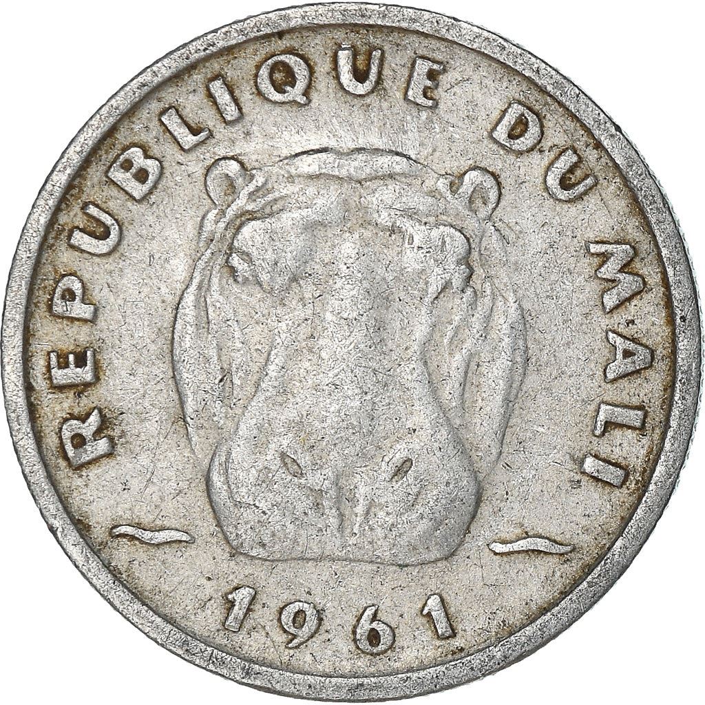 Mali | 5 Francs Maliens Coin | Hippopotamus | Km:2 | 1961