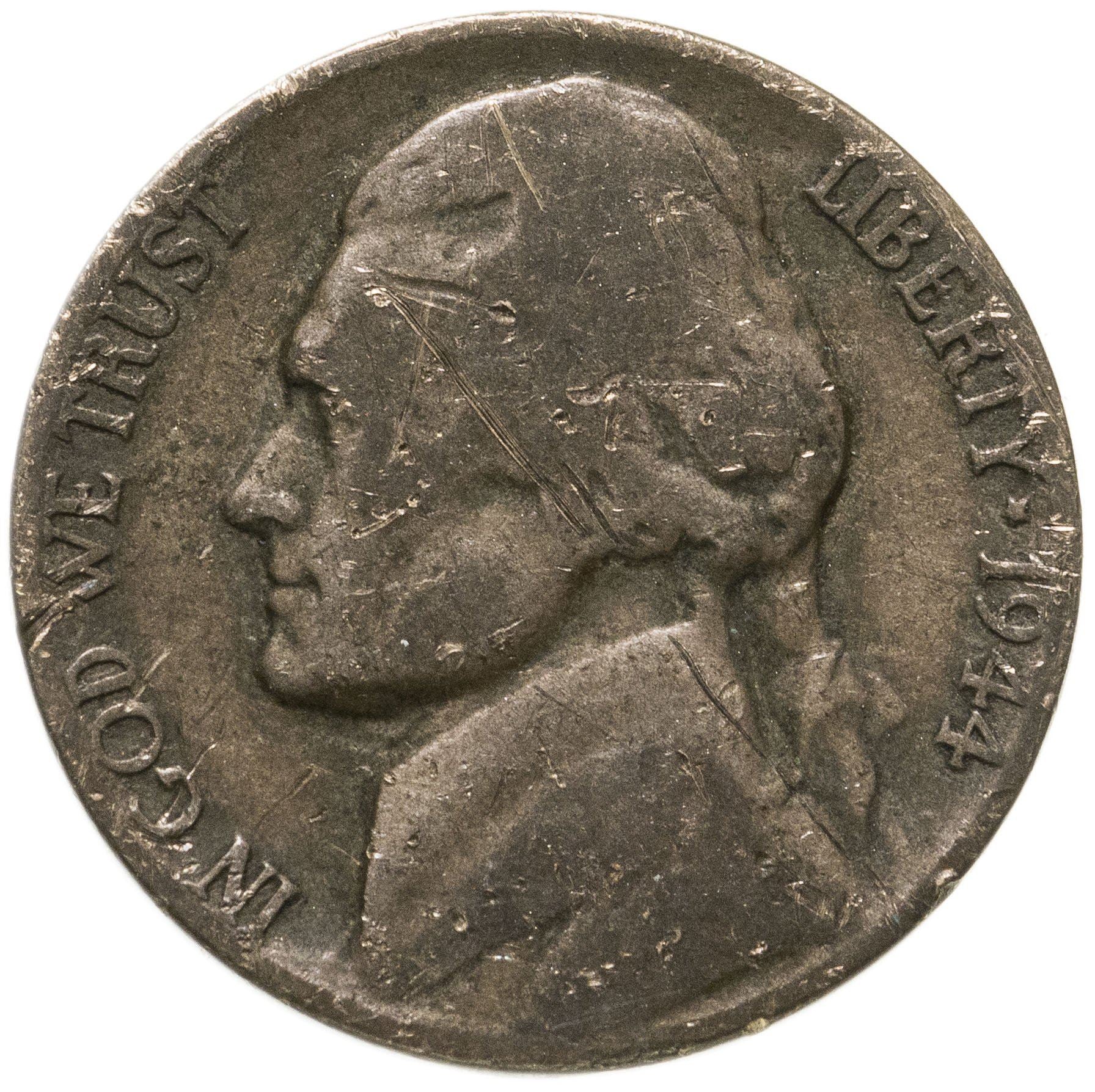 USA | 5 cent mynt | Thomas Jefferson | Monticello | KM192a | 1942 - 1945
