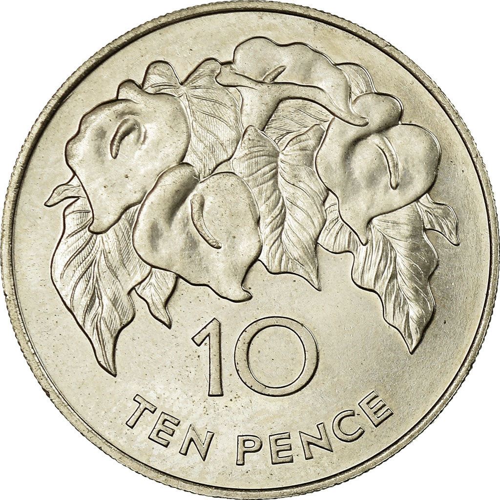 Santa Elena y Ascensión | Moneda de 10 peniques | Isabel II | Lirio de Arum | Km:4 | 1984