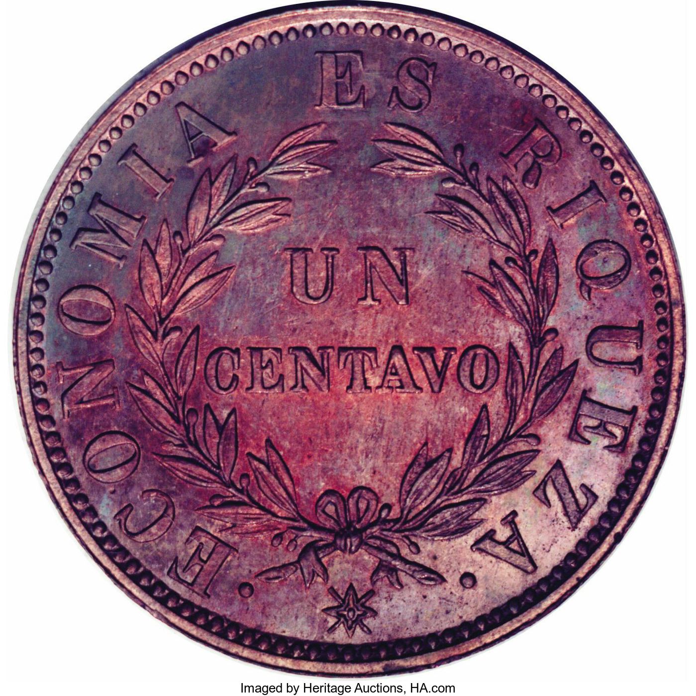 Chile 1 Centavo Coin | KM127 | 1853