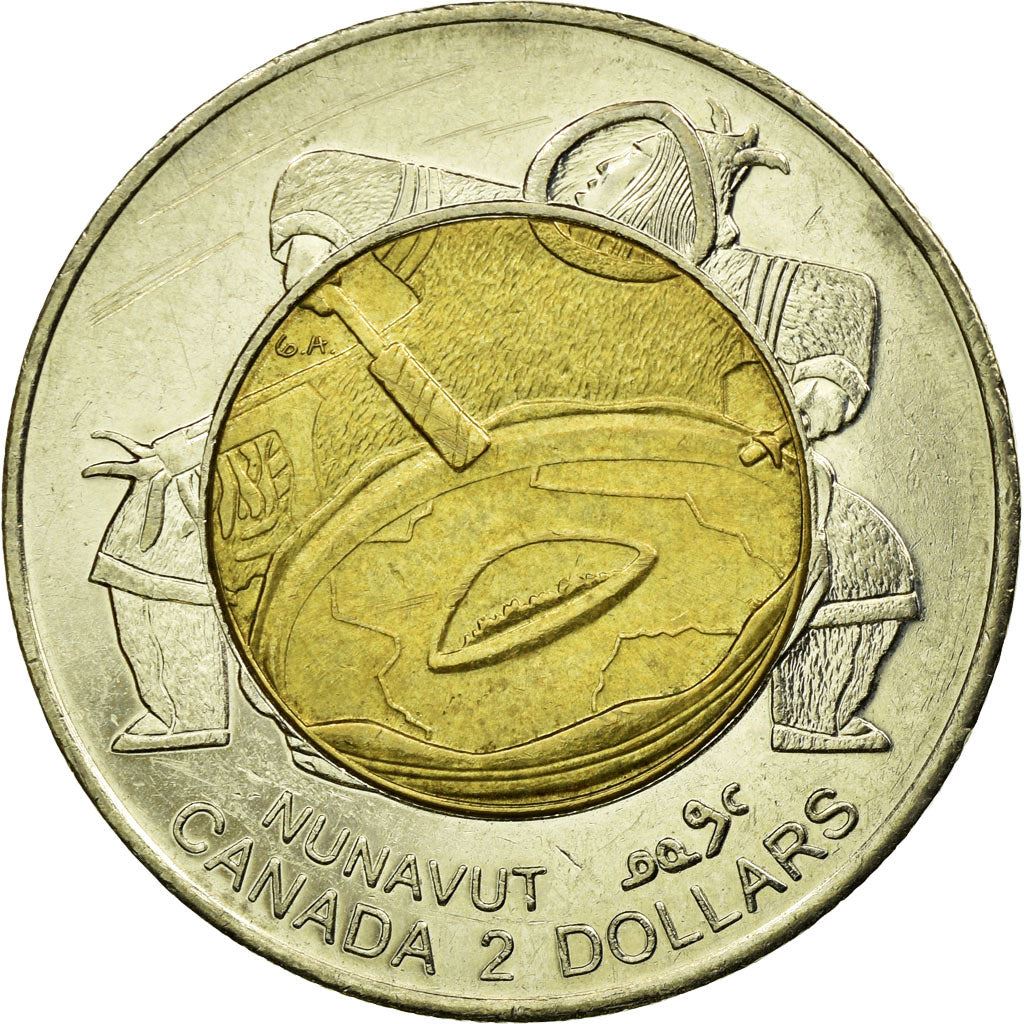 Canada | Pièce de 2 dollars | Tambourineur inuit | Bimétallique | KM : 357 | 1999