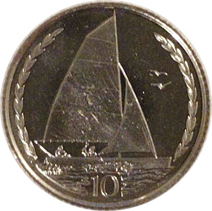 Isle of Man 10 Pence Coin | Queen Elizabeth II | Sailing Yacht | KM903.1 | 1998