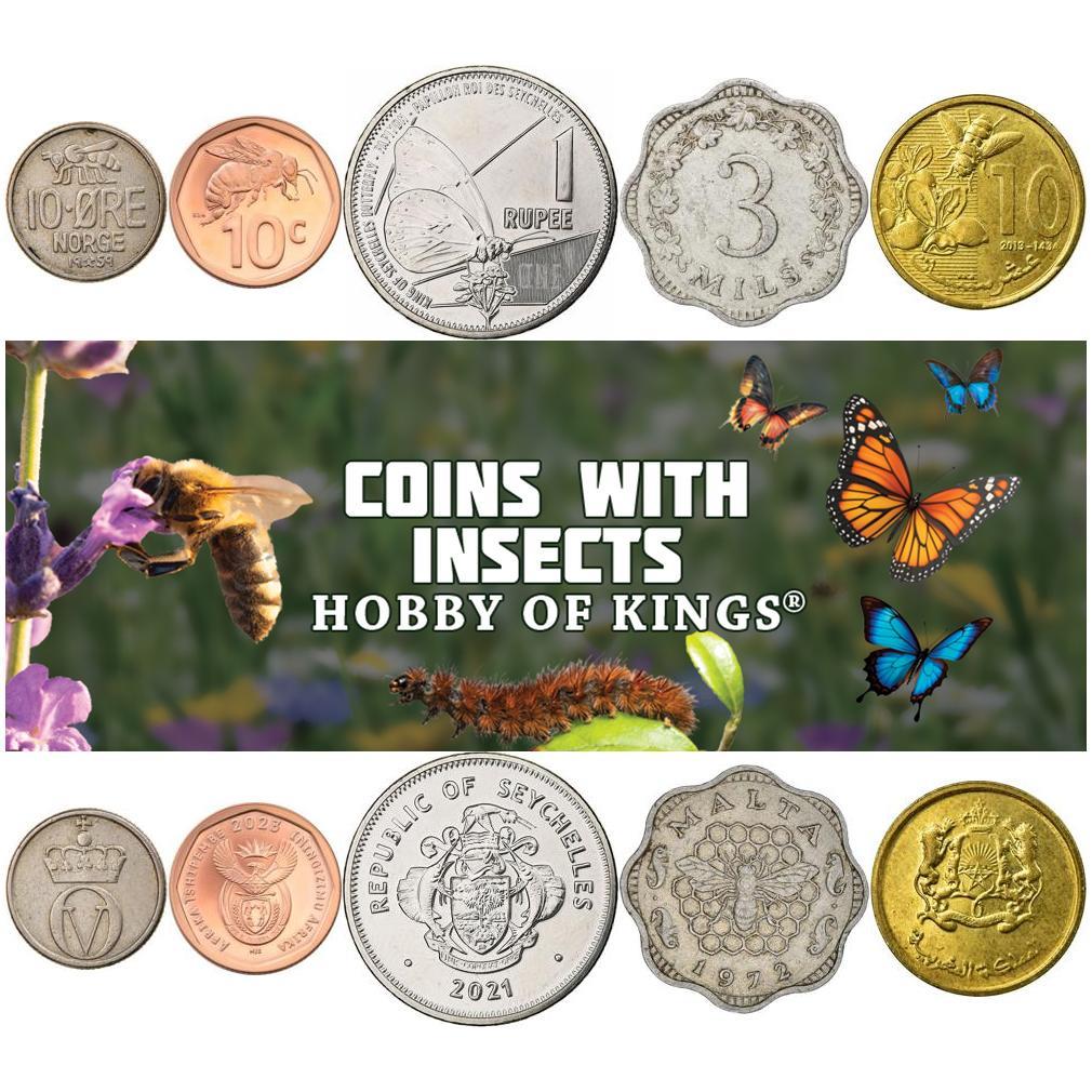 Coins With Different Insects | Bees, Wasps, Caterpillars, Snails And Butterflies