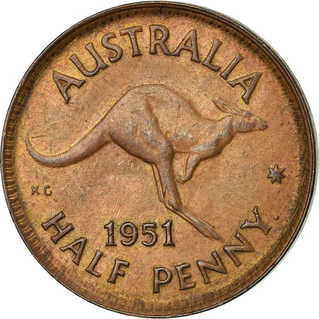 Australia | 1/2 Penny Coin | Kangaroo | Km:42 | 1949 - 1952