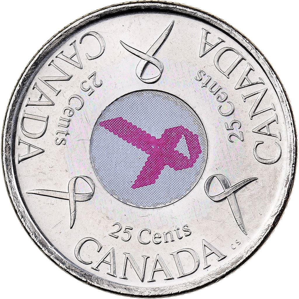 Canada | 25 Cents Coin | Cancer Awareness | Nickel plated steel | KM:635 | 2006