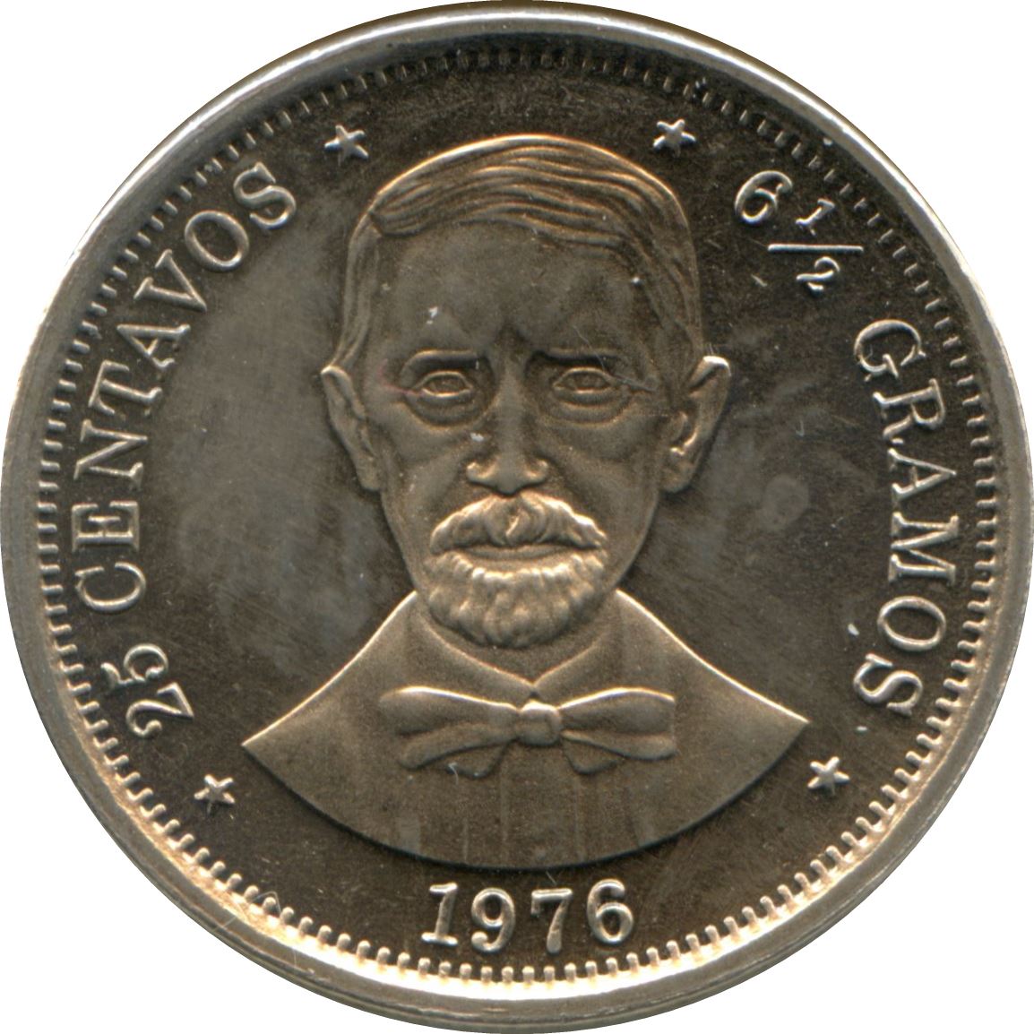 Dominican Republic 25 Centavos Coin | Juan Pablo Duarte | KM43 | 1976