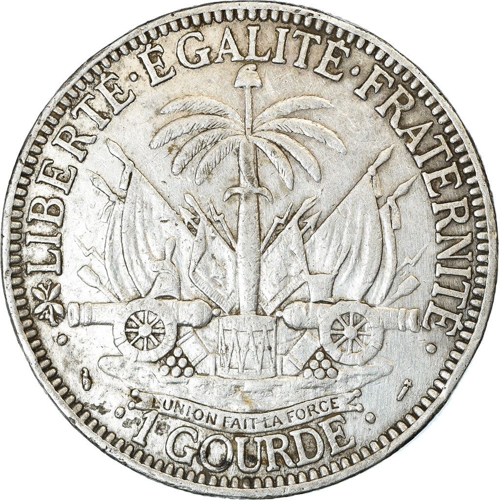 Haiti | 1 Gourde Coin | Libertine | Palm Tree | Cannon | Km:46 | 1881 - 1895