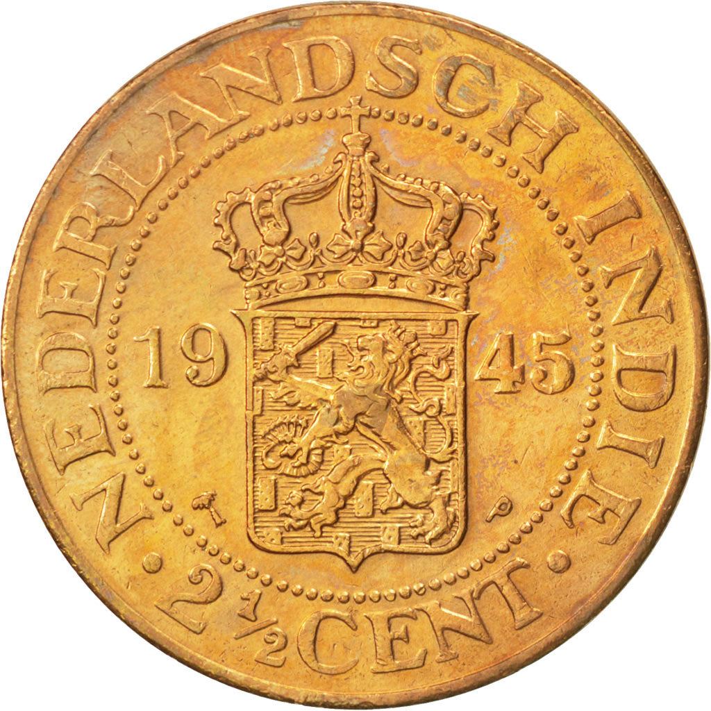 Netherlands East Indies | 2.5 Cents Coin | Dutch arms | Km:316 | 1914 - 1945