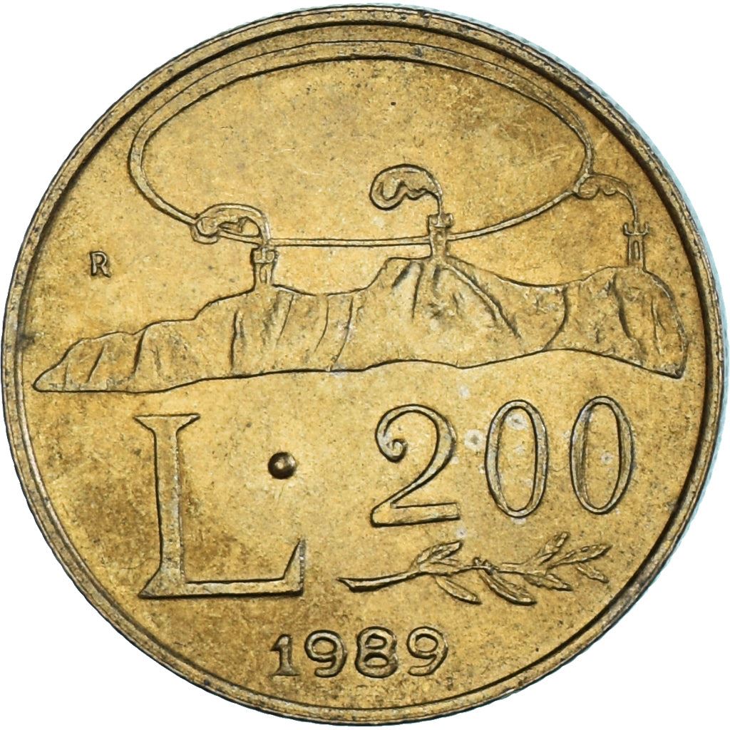 San Marino | 200 Lire Coin | the three hills | Km:238 | 1989
