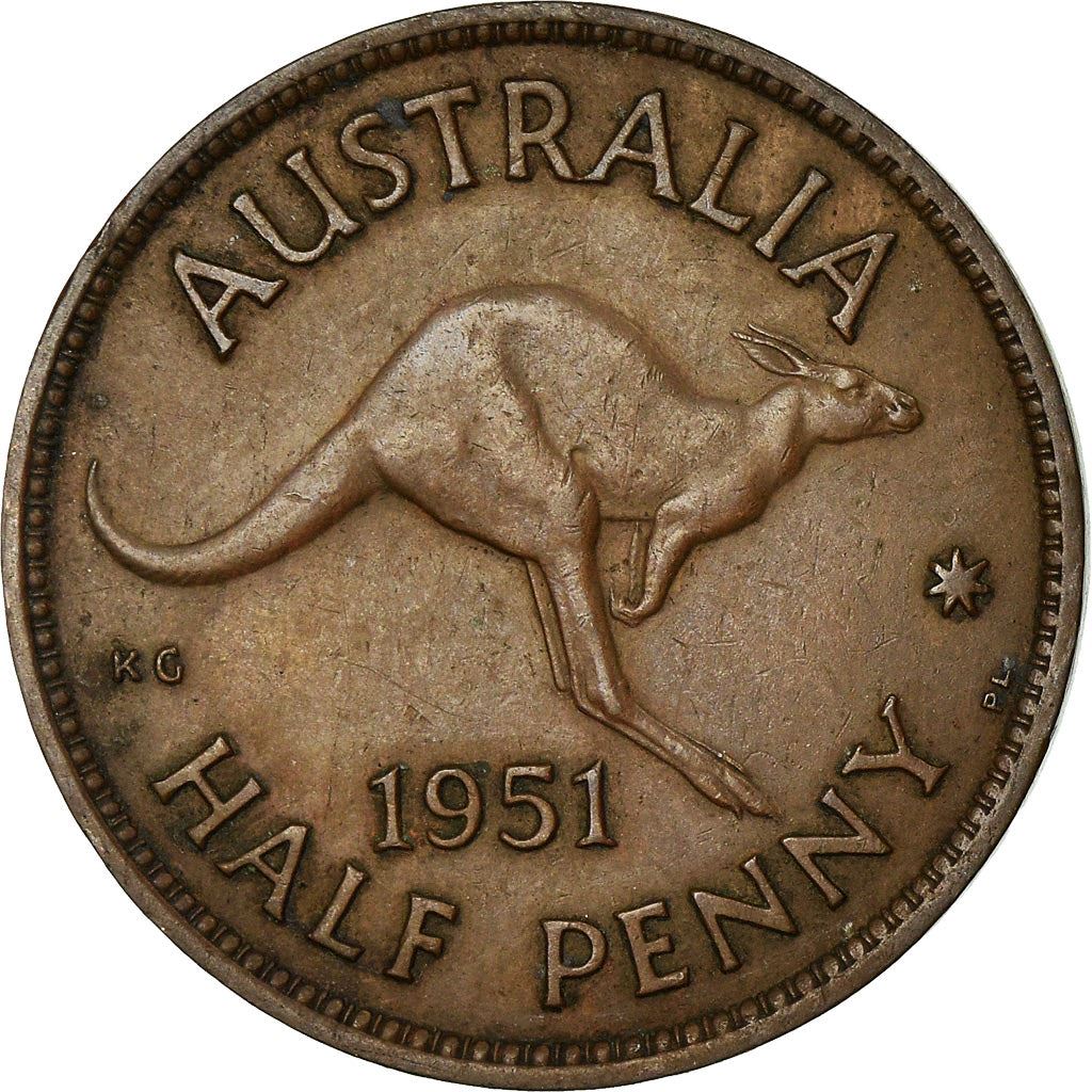 Australia | 1/2 Penny Coin | Kangaroo | Km:42 | 1949 - 1952
