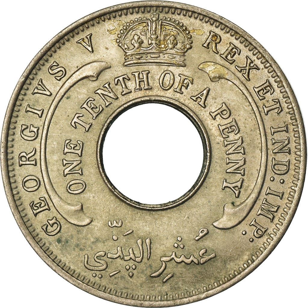 British West Africa | 1/10 Penny Coin | Crown | Hexagram | Edward VIII | Km:14 | 1936