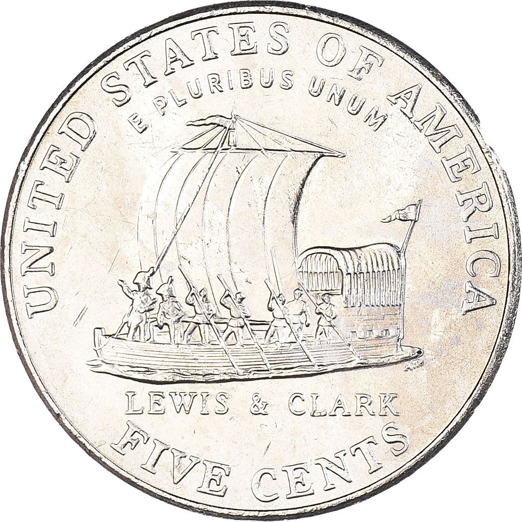 United States | 5 Cents Coin | Jefferson Nickel | Boat | Lewis and Clark | KM361 | 2004