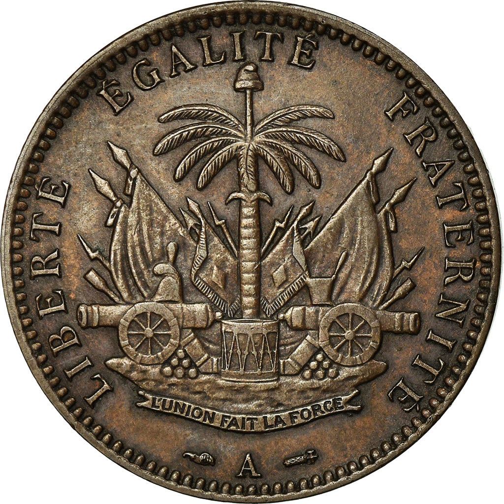Haiti | 1 Centime Coin | Palm Tree | Cannon | Km:48 | 1886 - 1895