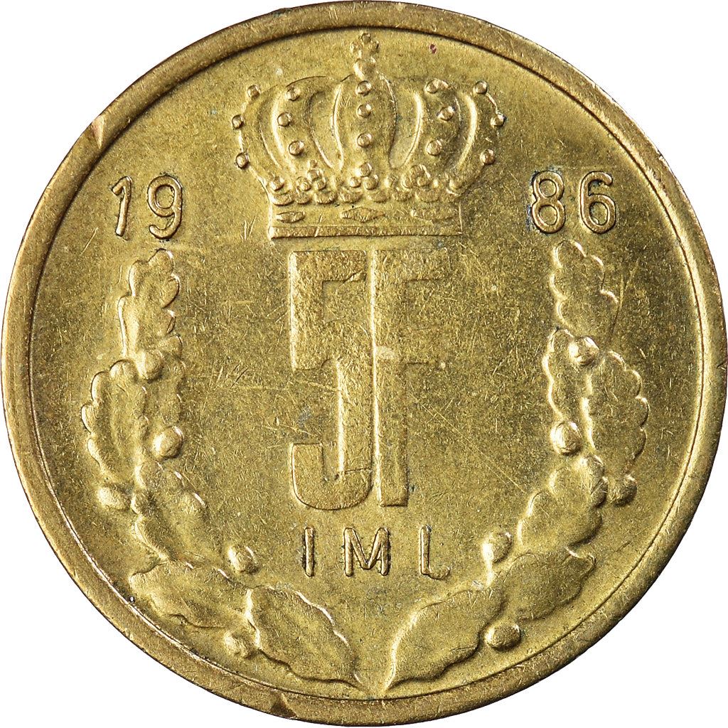 Luxembourg | 5 Francs | Monarch | Aluminium-nickel bronze | KM:60 | 1986-1988