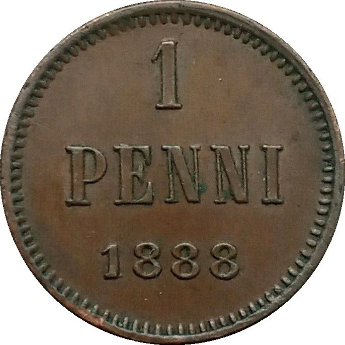 Finland | Finnish 1 Penni Coin | Aleksandr III | KM10 | 1881 - 1894