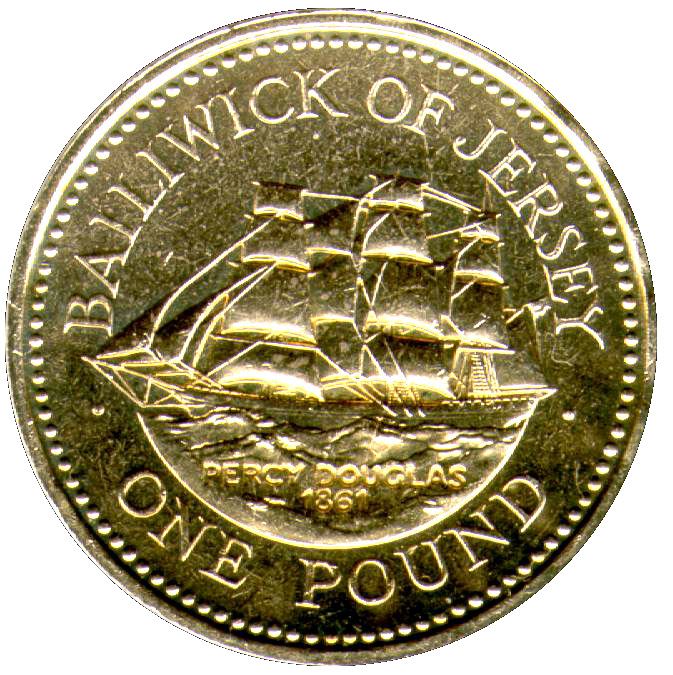 Jersey Coin Islander 1 Pound Coin | Queen Elizabeth II | Clipper | Percy Douglas | KM85 | 1991