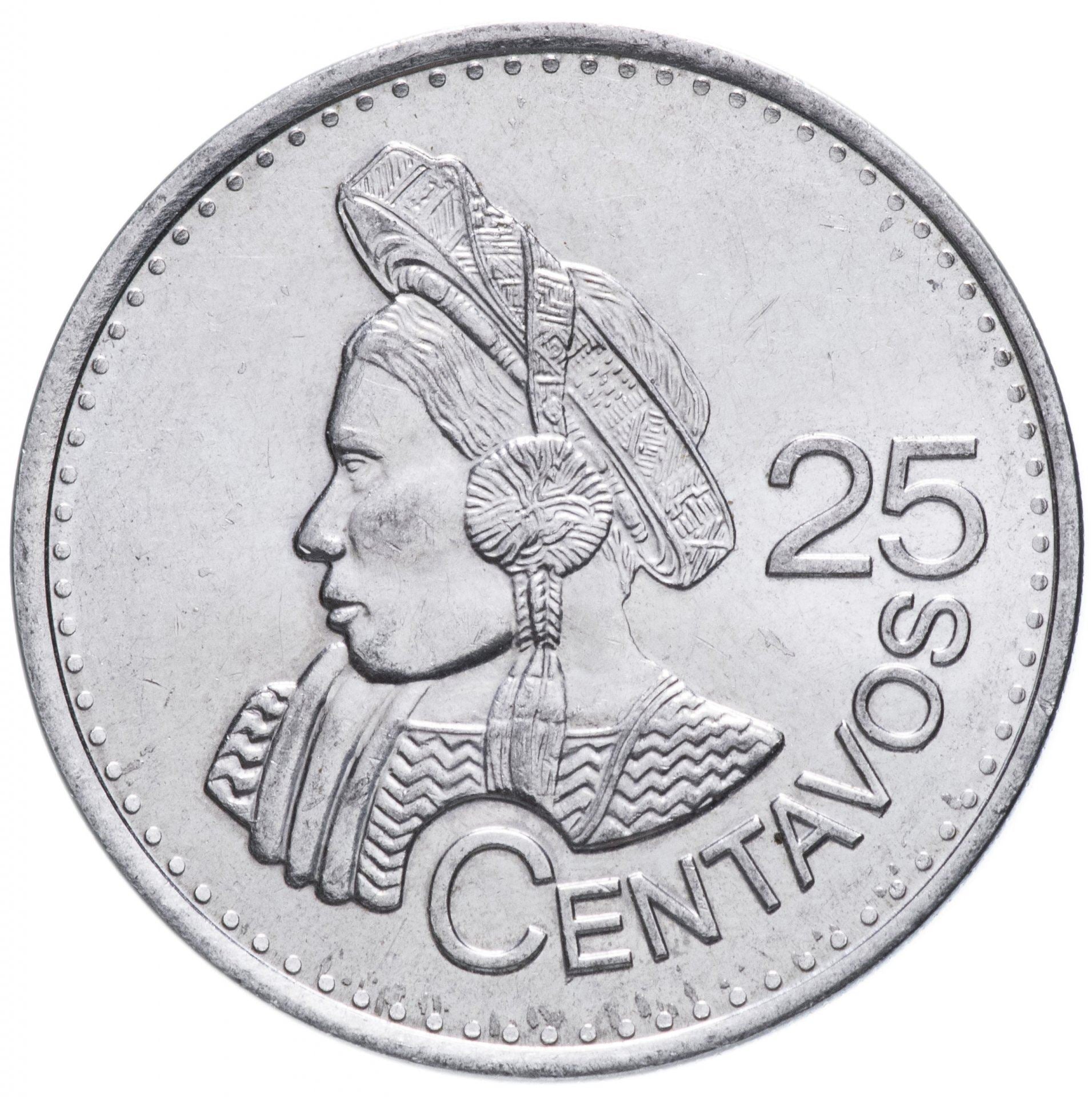 Guatemala | 25 Centavos Coin | Native bust | KM:294 | 2012 - 2023