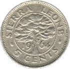 Sierra Leone 5 Cents Coin | Sir Milton Margai | KM18 | 1964