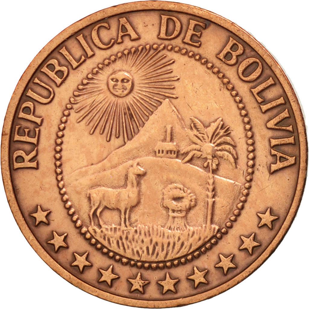 Bolivia | 5 centavos | kobberbelagt stål | Våbenskjold | KM:187 | 1965-1970