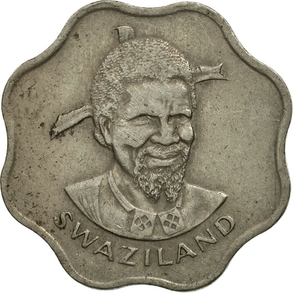 Kingdom of Swaziland | 10 Cents Coin | King Sobhuza II | Sugar Canes | Km:10 | 1974 - 1979