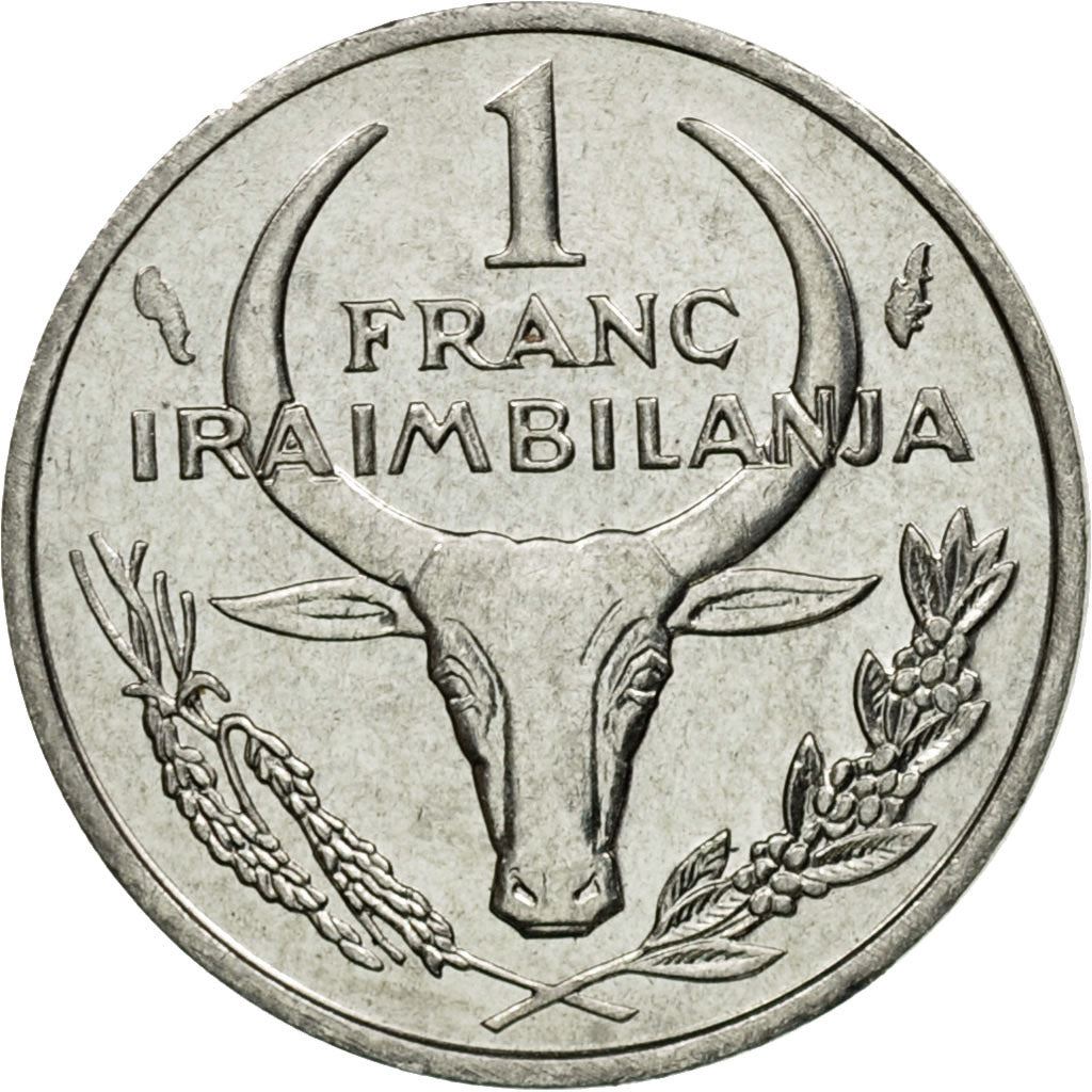Madagascar | 1 Franc Coin | Zebu | Flower | Km:8 | 1965 - 2002