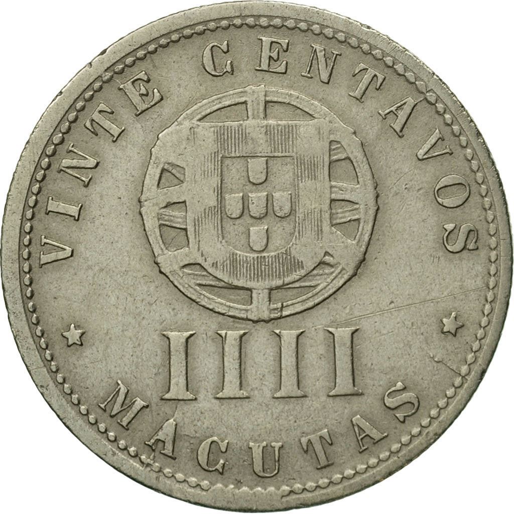 Angola | 20 Centavos / 4 Macutas Coin | Libertine | Km:68 | 1927 - 1928