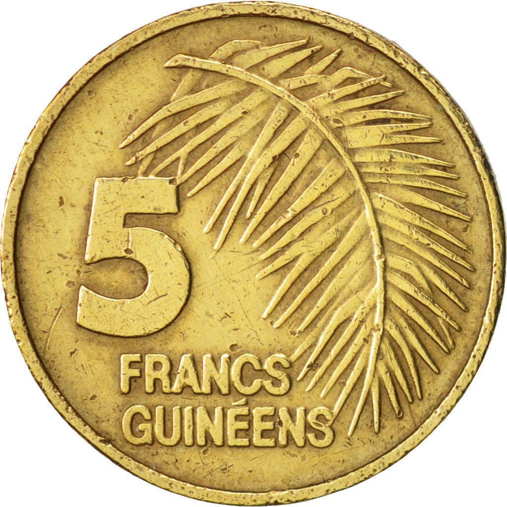 Guinea | 5 Francs Guineens Coin | Palm leaf | Km:53 | 1985