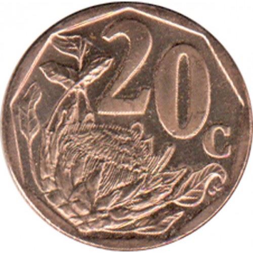South Africa | 20 Cents Coin | Flowers | King Protea | Km:293 | 2018