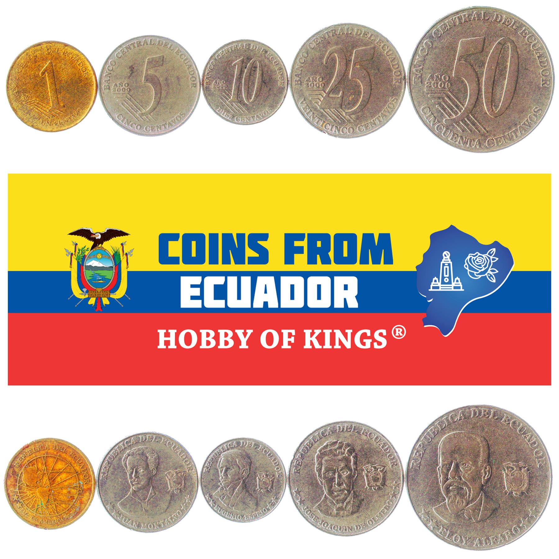 Ecuador | Set van 5 munten | 1 5 10 25 50 centavos | 2000 - 2003
