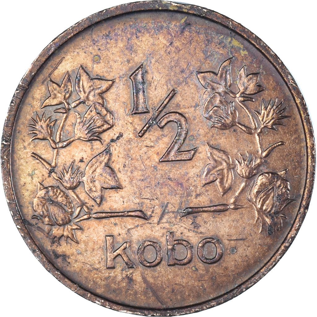 Nigeria | Moneta da 1/2 Kobo | Piante di cotone | Km:7 | 1973