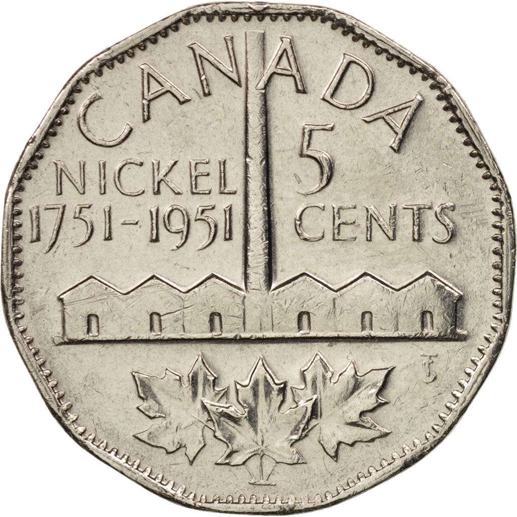 Canada | 5 Cents Coin | Discovery of Nickel | Km:48 | 1951