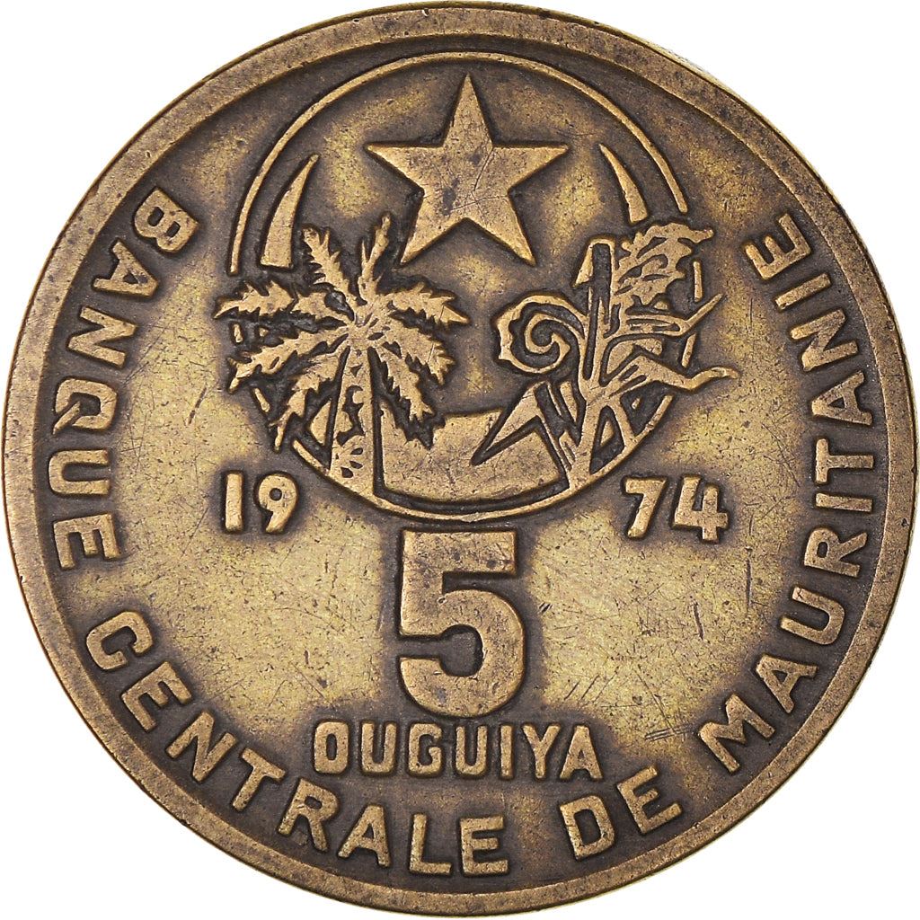 Mauritania | 5 Ouguiya Coin | Coat of Arms | Km:3 | 1973 - 2003
