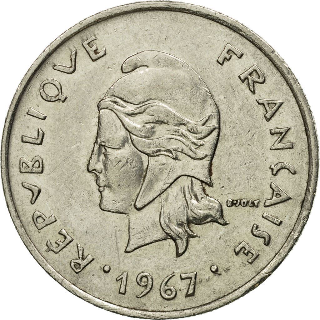New Hebrides | 10 Francs Coin | Marianne | Native Mask | Snails | Km:2.1 | 1967 - 1970