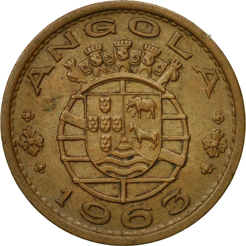 Angola | 1 Escudo Coin | Horse | Elephant | Shield | Km:76 | 1953 - 1974