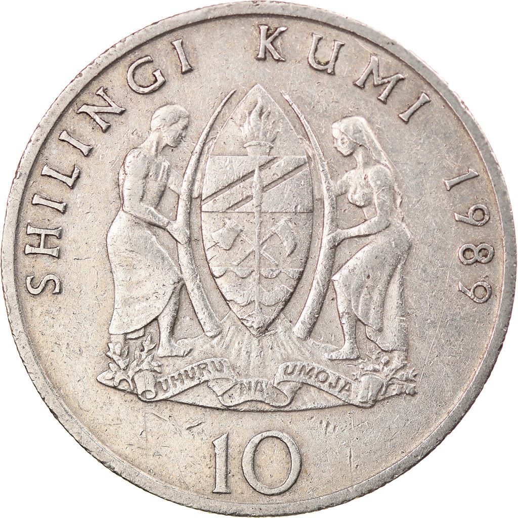 Tanzania | 10 Shilingi Coin | President J. K. Nyerere | Km:20 | 1987 - 1989