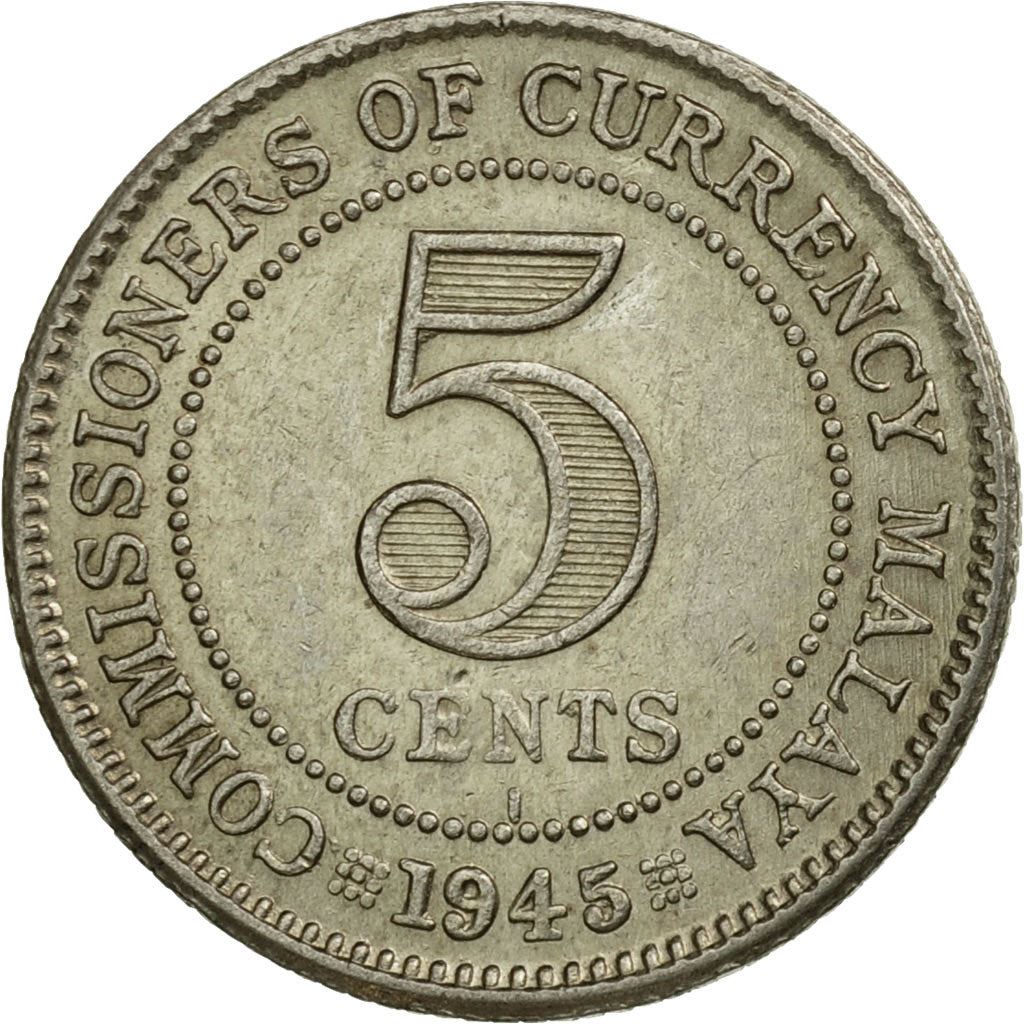 Malaya | 5 Cents Coin | George VI | Km:3A | 1943 - 1945
