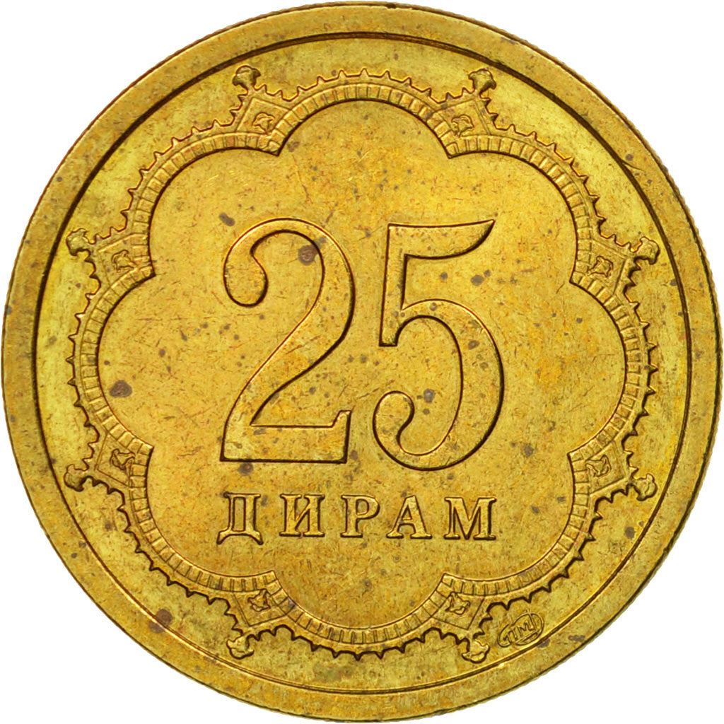 Tajikistan | 25 Diram Coin | Crown | Stars | Small Value | Km:5.1 | 2001