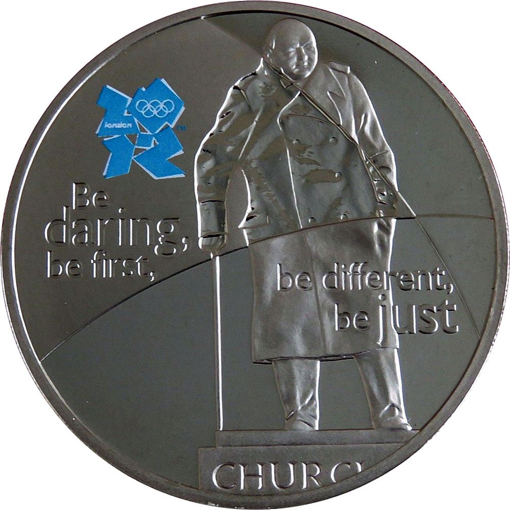United Kingdom 5 Pounds Coin | Elizabeth II 4th portrait | Winston Churchill | 2010