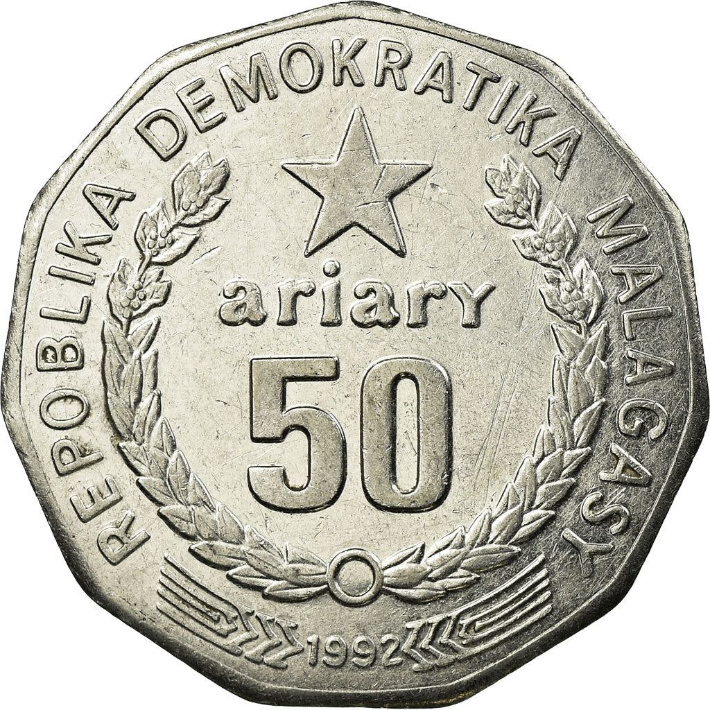 Madagascar | 50 Ariary Coin | Star | Baobab | Km:20 | 1992