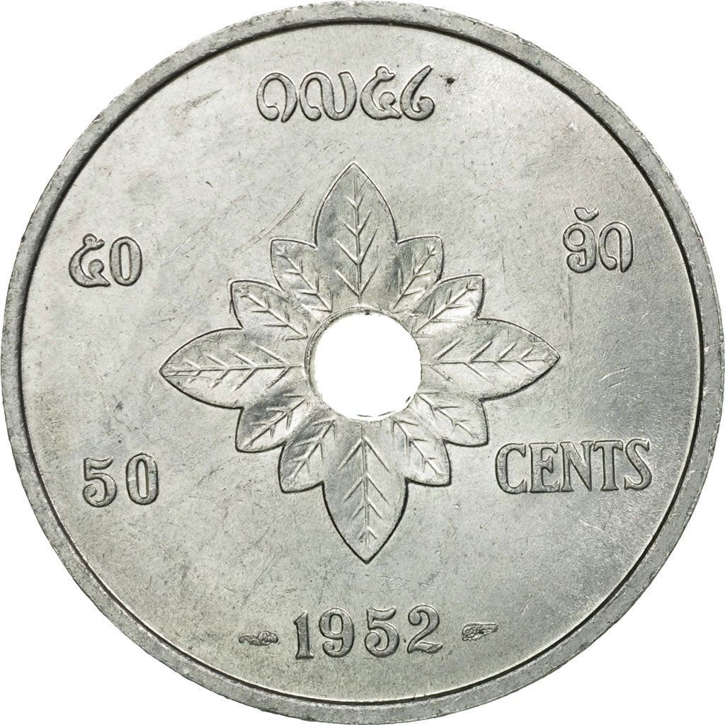 Laos | 50 Cents Coin | Constitution Book | Km:6 | 1952
